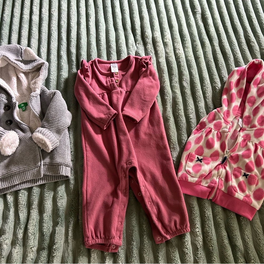 Warm Baby Clothing Set - Pink and Gray 12 months